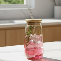 Teardrop Tinted Glass Tumbler with Straw