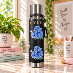 Elegant Floral Stainless Steel Water Bottle β Insulated Bottle with Carry Strap