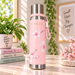 Elegant Floral Stainless Steel Water Bottle β Insulated Bottle with Carry Strap