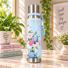 Elegant Floral Stainless Steel Water Bottle β Insulated Bottle with Carry Strap