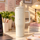 Pearl Stripe Insulated Tumbler with Handle & Straw