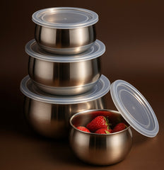 Premium Stainless Steel Food Storage Bowl Set with Airtight Lids โ 3 Pcs | Multi-Purpose Kitchen Containers