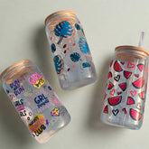 450ML Glass Can with Lid and Glass Straw