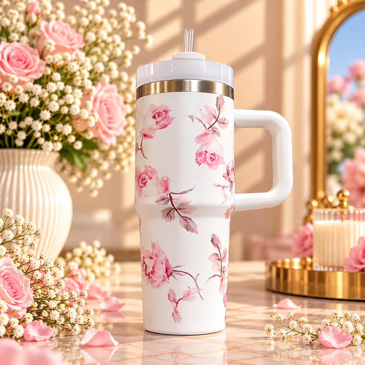Stanley X LoveShackFancy Floral Insulated Tumbler with Handle & Straw