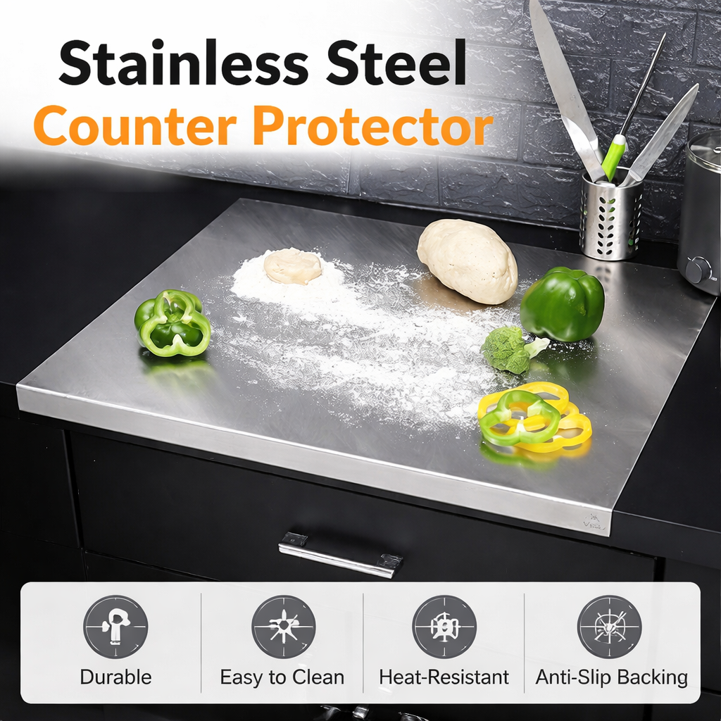 Large Stainless Steel Cutting Board | Heavy Duty Kitchen Chopping Board | Hygienic & Easy Clean