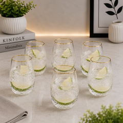 Danny Home Stemless Glass Cup Set – 450ml (6 Pcs)