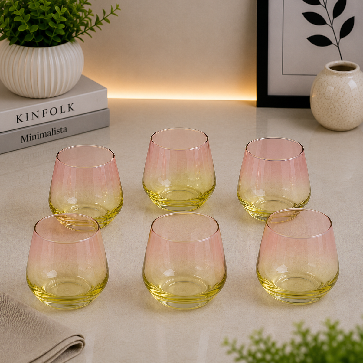 Danny Home Ombre Glass Tumbler Set – 360ml (6 Pcs)