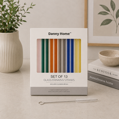 Danny Home 13Pcs Glass Drinking Straw Set – 20cm