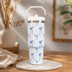 Bow Love Insulated Bottle – Cute Stainless Steel Water Bottle with Handle