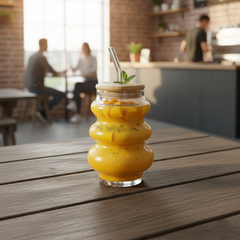 SmokyRippled Airtight Glass Tumbler with Straw