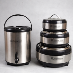 Happy Line Hot Pot & Water Cooler Set – Insulated Food Warmer & Drink Dispenser