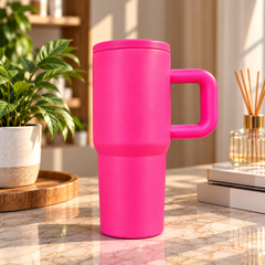 40oz Insulated Travel Tumbler with Handle & Lid – Premium Large Coffee Cup