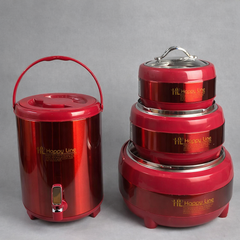 Happy Line Hot Pot & Water Cooler Set – Insulated Food Warmer & Drink Dispenser