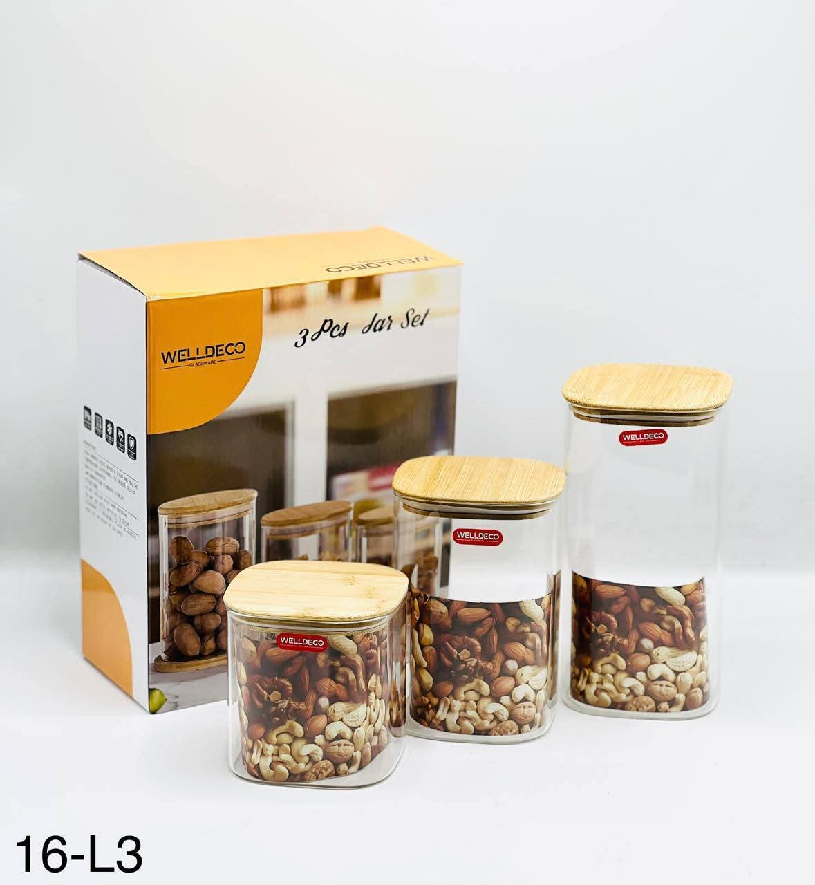 Premium Glass Jar Set – 3 Pcs with Bamboo Lid | China Quality Storage Jars