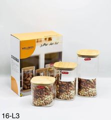 Premium Glass Jar Set – 3 Pcs with Bamboo Lid | China Quality Storage Jars