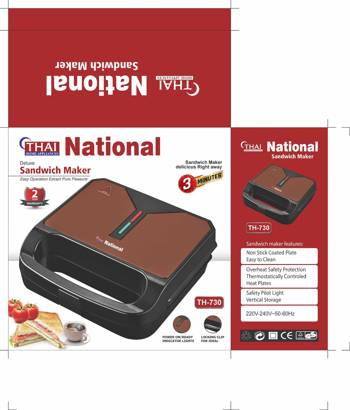 National Sandwich Maker – Quick & Delicious Snacks  With 2 Years Warranty