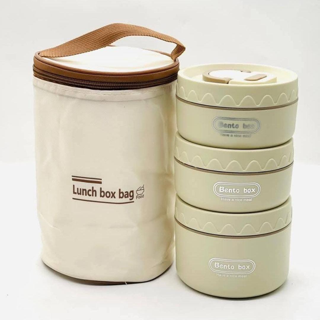 Original Hot & Cold Bento Lunch Box Set with Insulated Carry Bag (3 Layer)