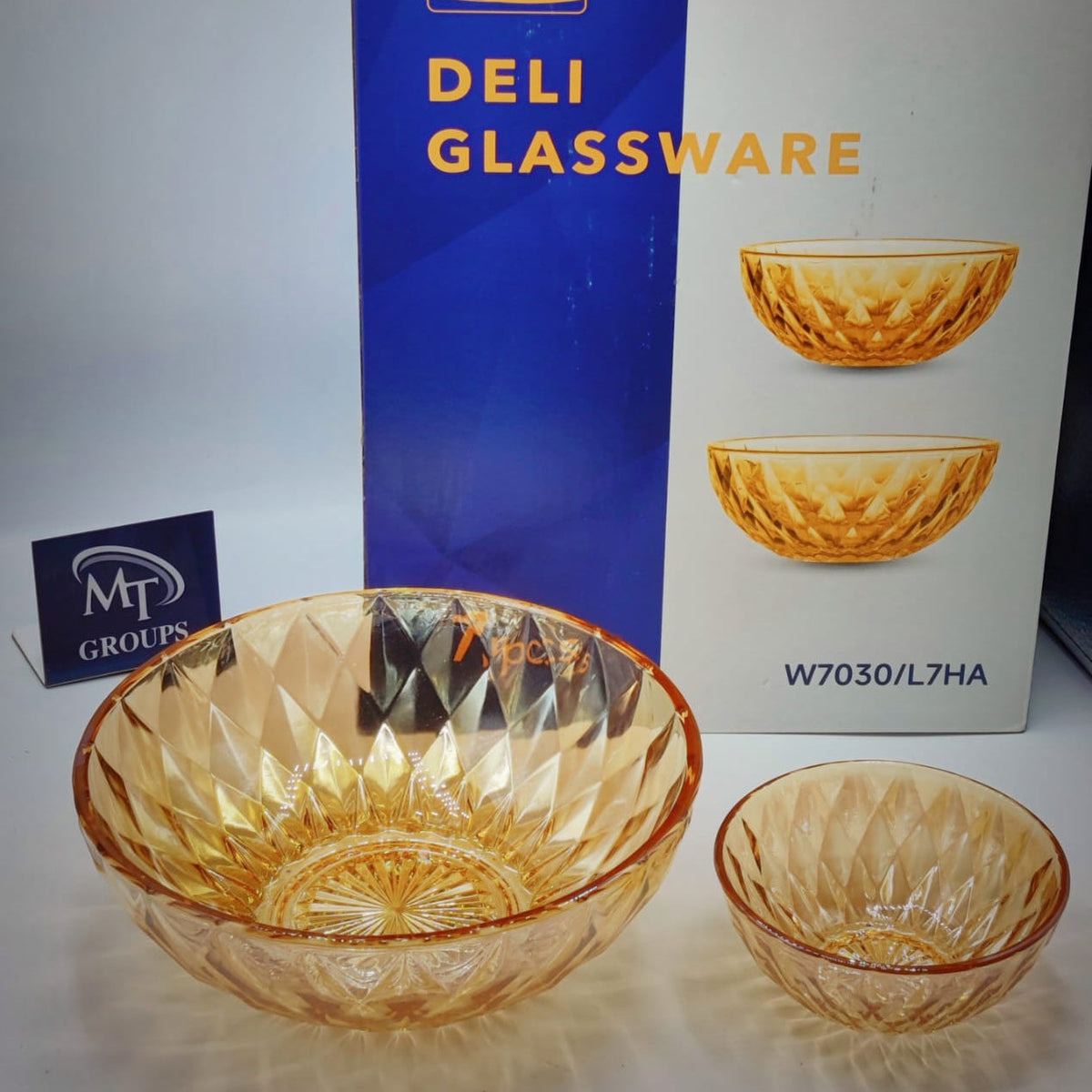 Delisoga Premium Glass Fruit Bowl Set – 7 Pcs Serving Set
