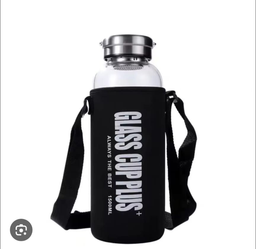 500ML Premium Glass Water Bottle with Protective Sleeve & Carry Handle