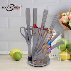 Premium German-Style Knife Set with Acrylic Rotating Stand – 8 Piece Kitchen Collection