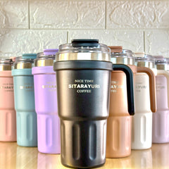 SITARAYURI Dual-Lid Double Wall Insulated Stainless Steel Tumbler (600ml) (ZF-037)